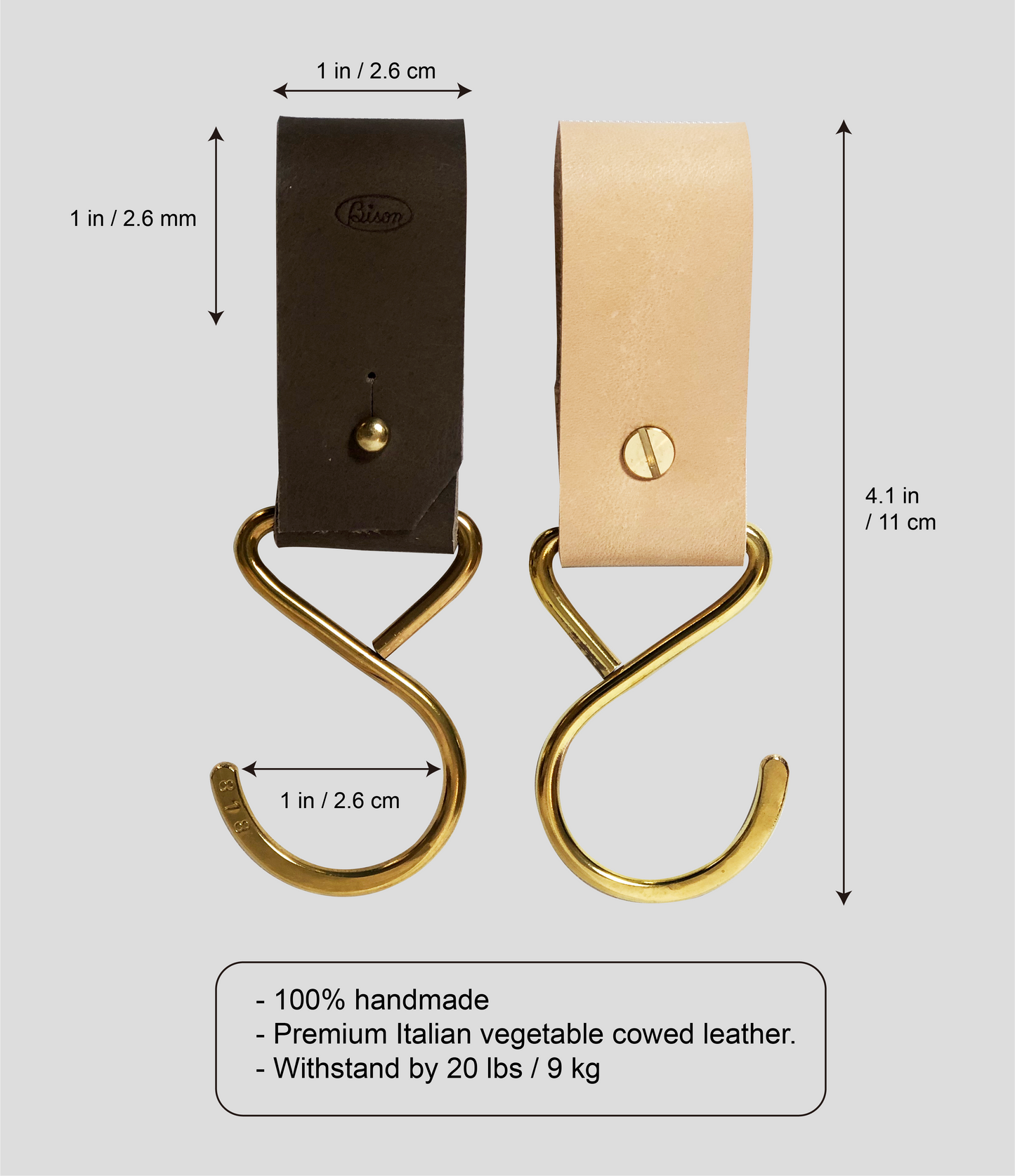 BISON GEARS Leather strap & brass hook