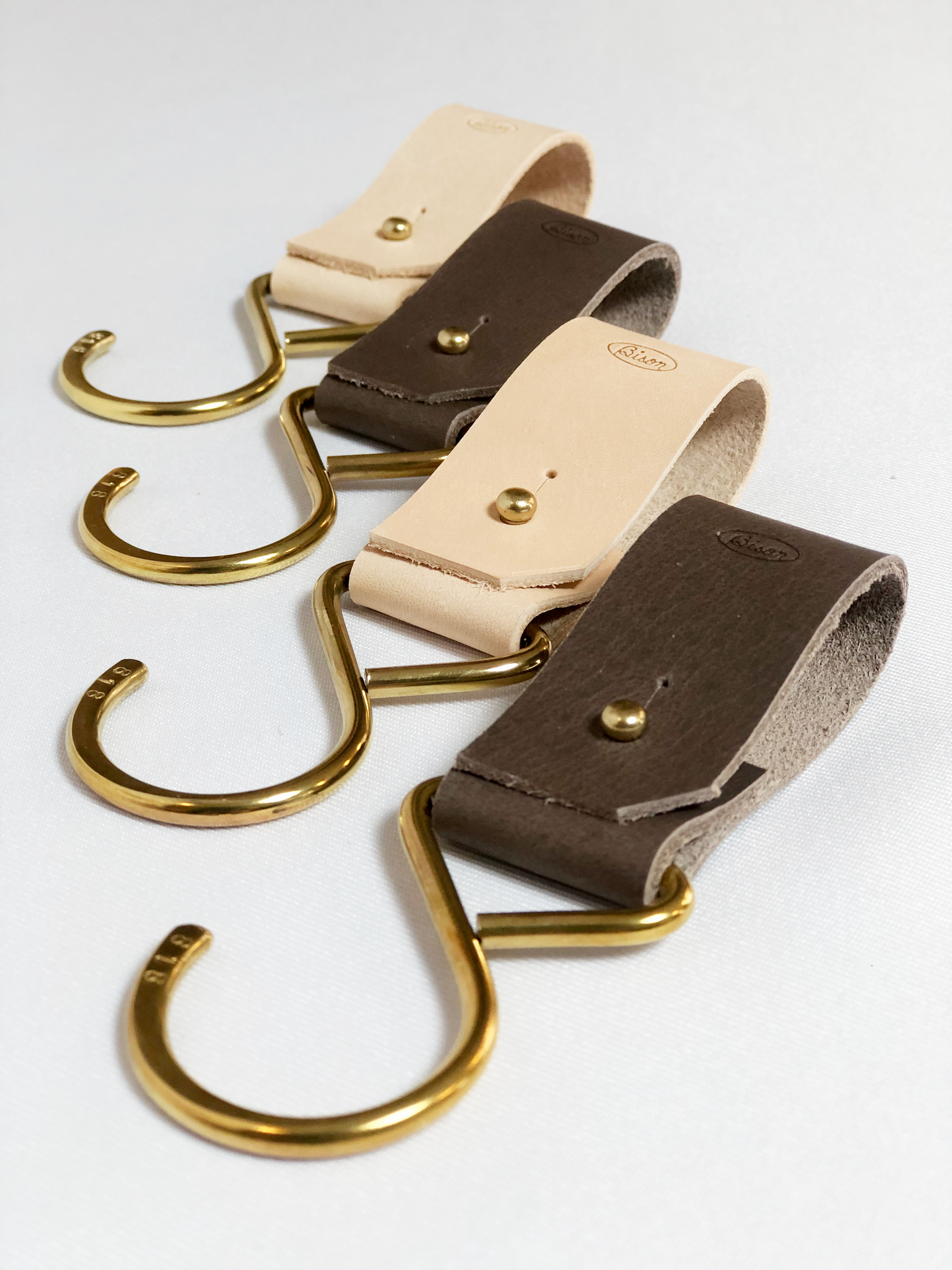 Bison Leather Strap & Brass Hook
