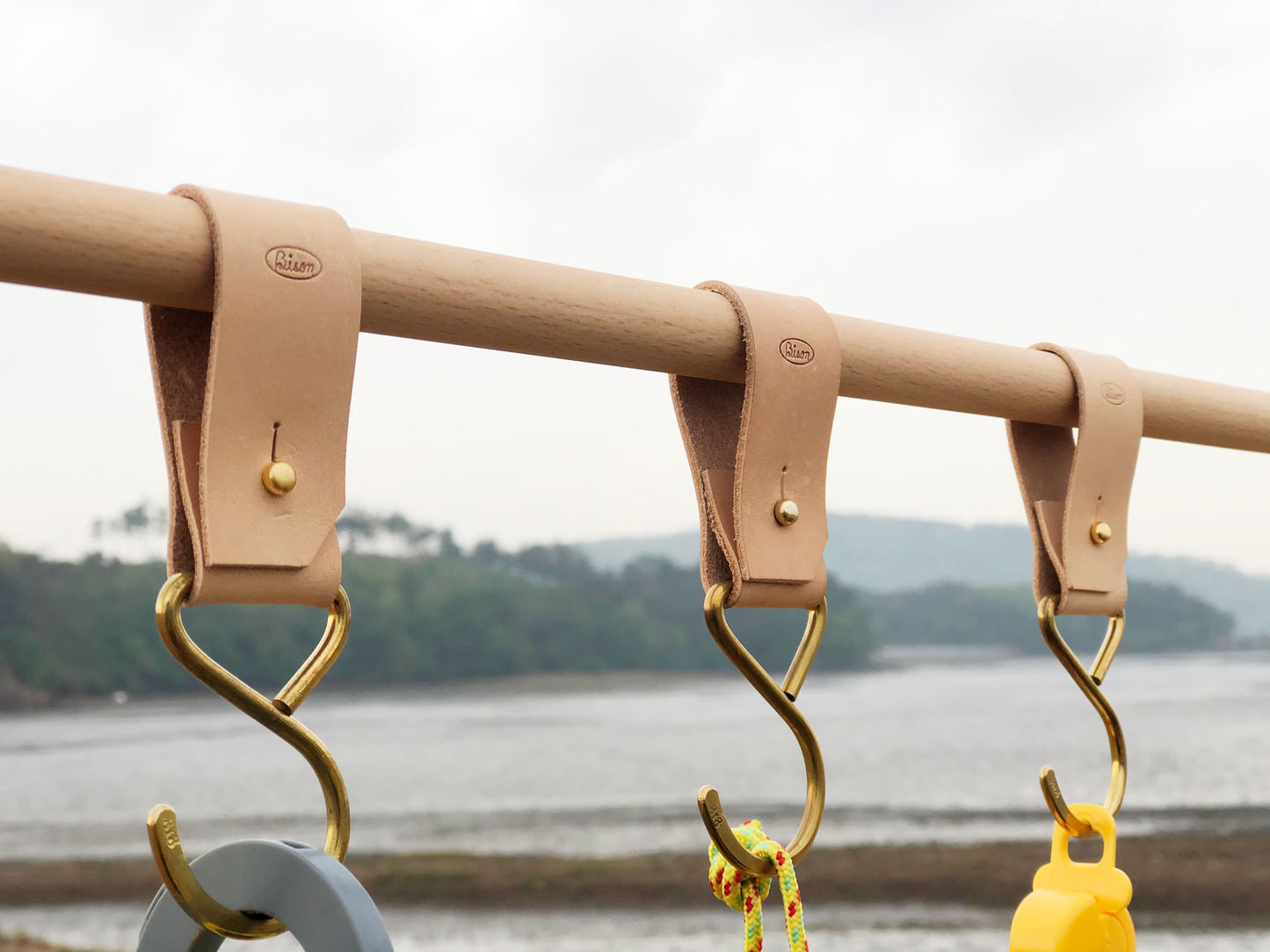 Bison Leather Strap & Brass Hook