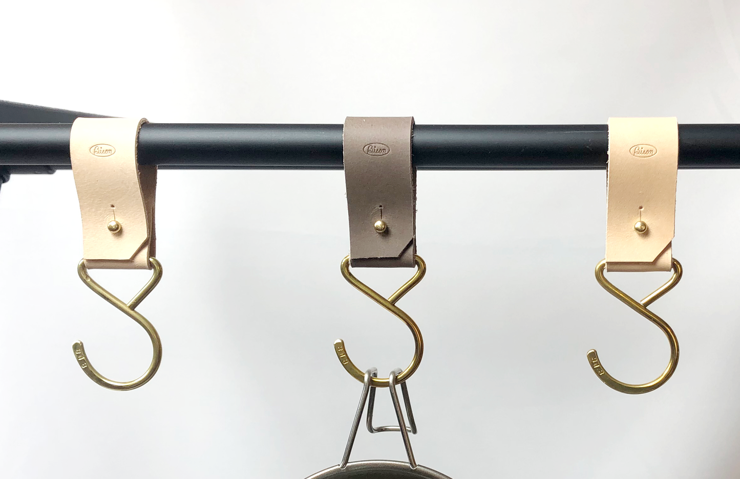 Bison Leather Strap & Brass Hook