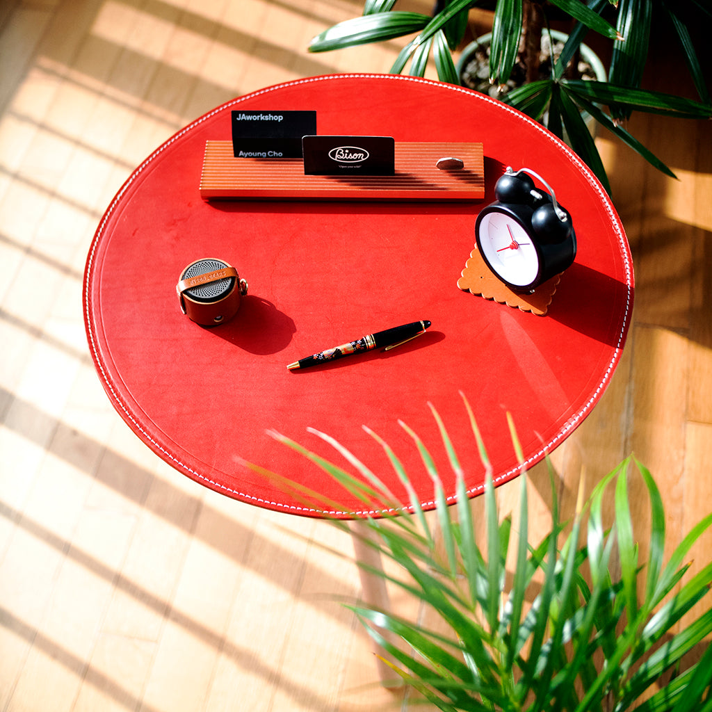 Bison Tripod Leather Tea Table
