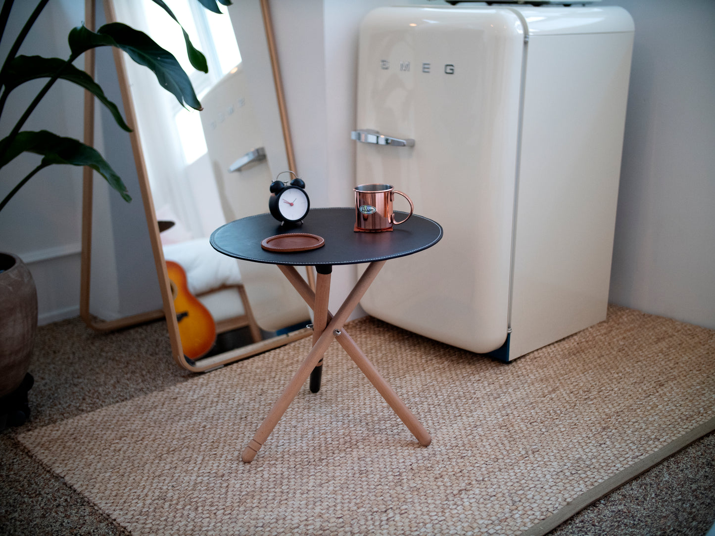 Bison Tripod Leather Tea Table