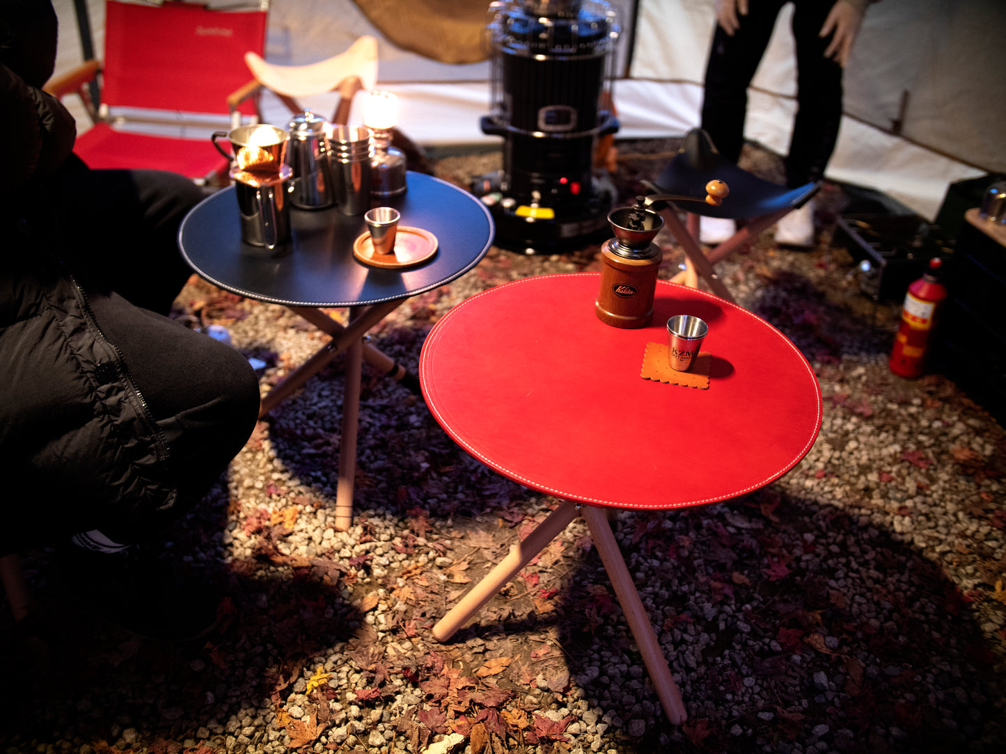Bison Tripod Leather Tea Table