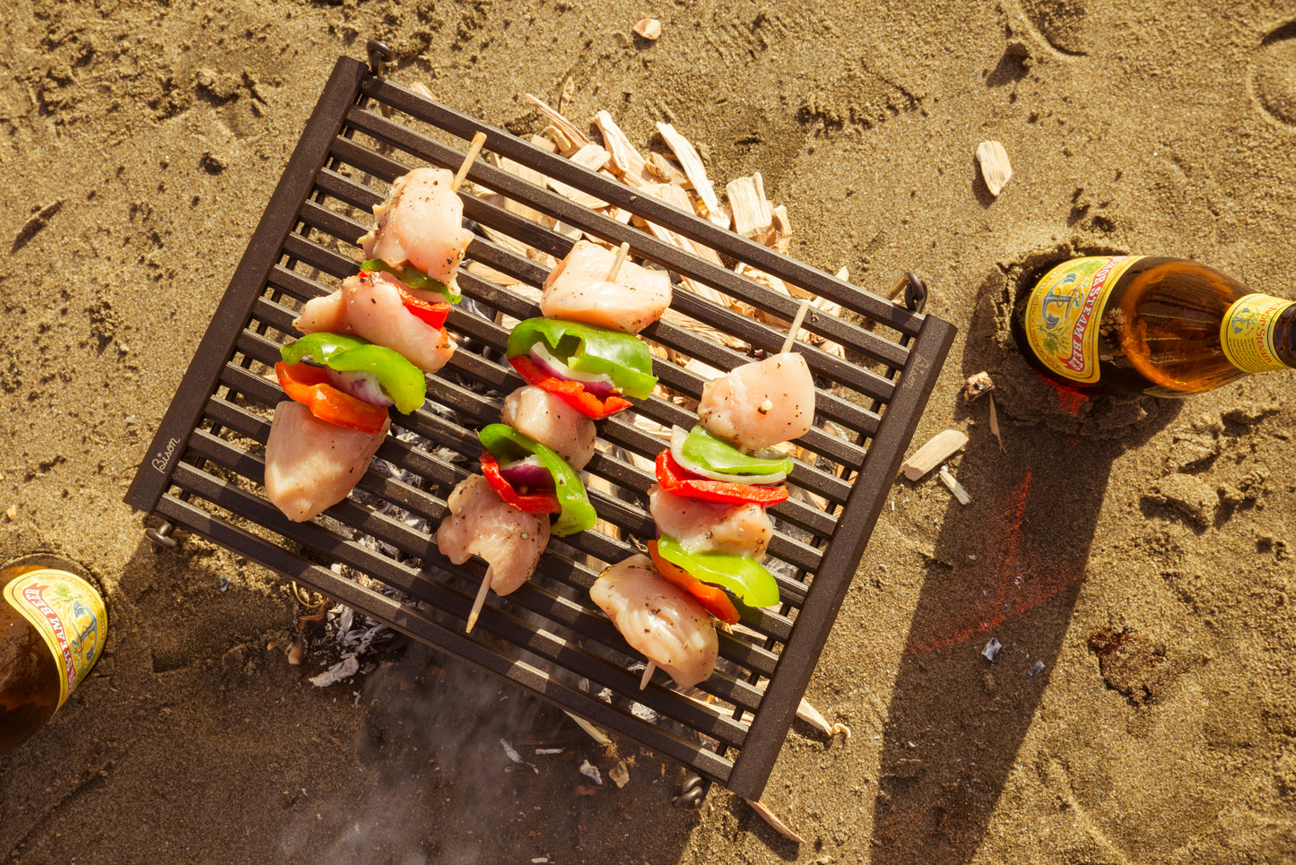 Bison Rolling BBQ Grill for Camping, Hiking and Backpacking (Non-stick) with Small Fire