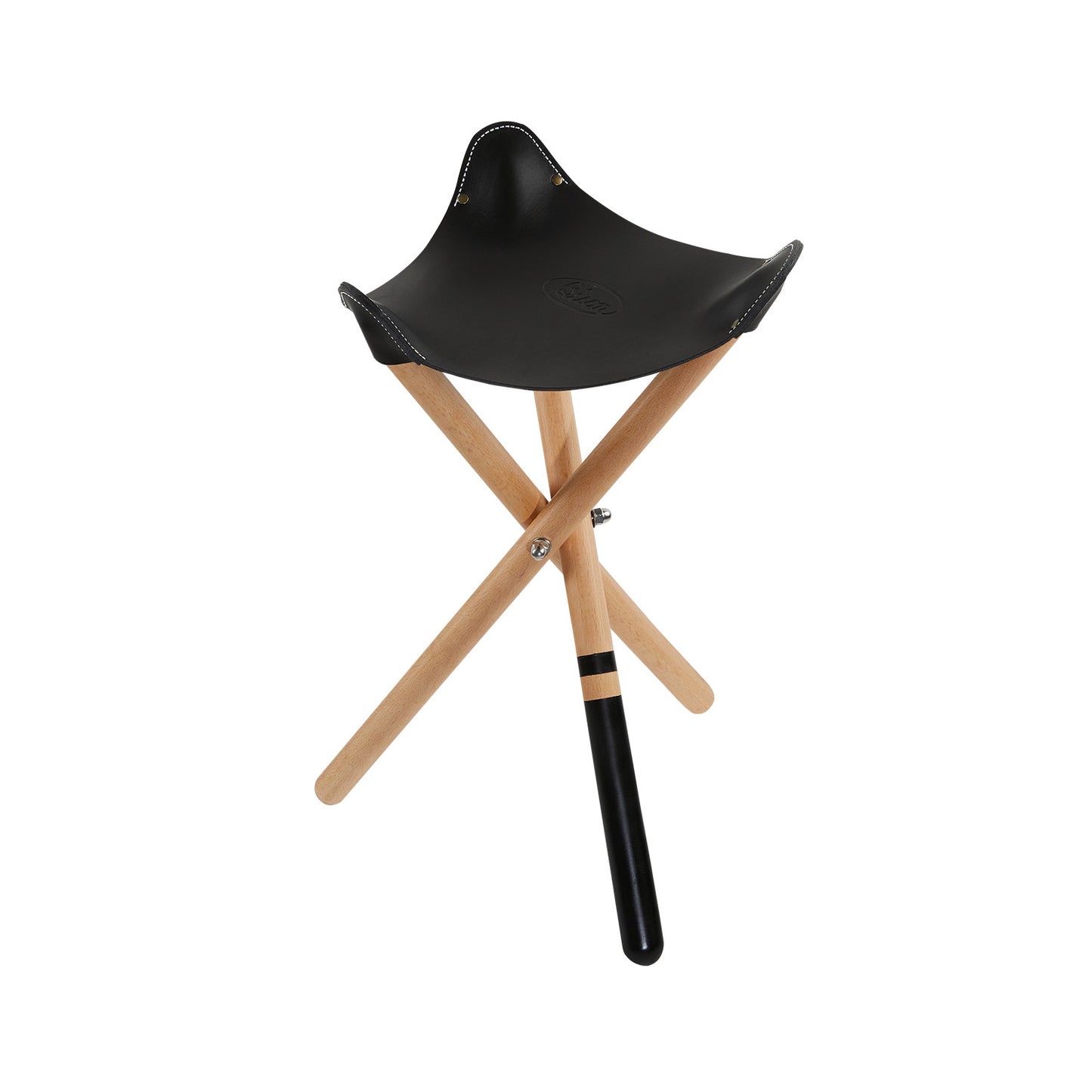 Bison Tripod Stool with Italian Vegetable Leather and Beech Wood