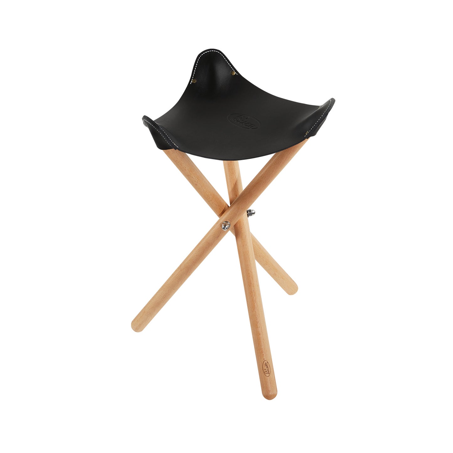 Bison Tripod Stool with Italian Vegetable Leather and Beech Wood