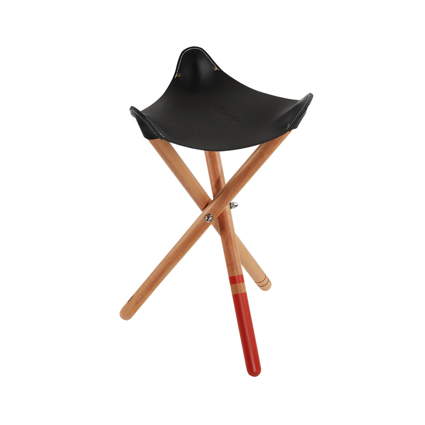 Bison Tripod Stool with Italian Vegetable Leather and Beech Wood