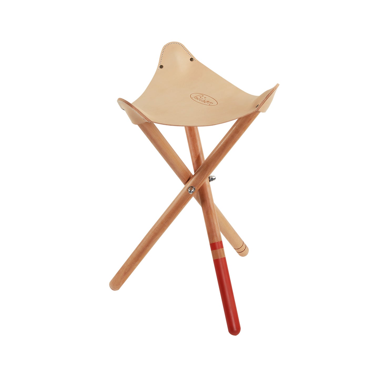 Bison Tripod Stool with Italian Vegetable Leather and Beech Wood