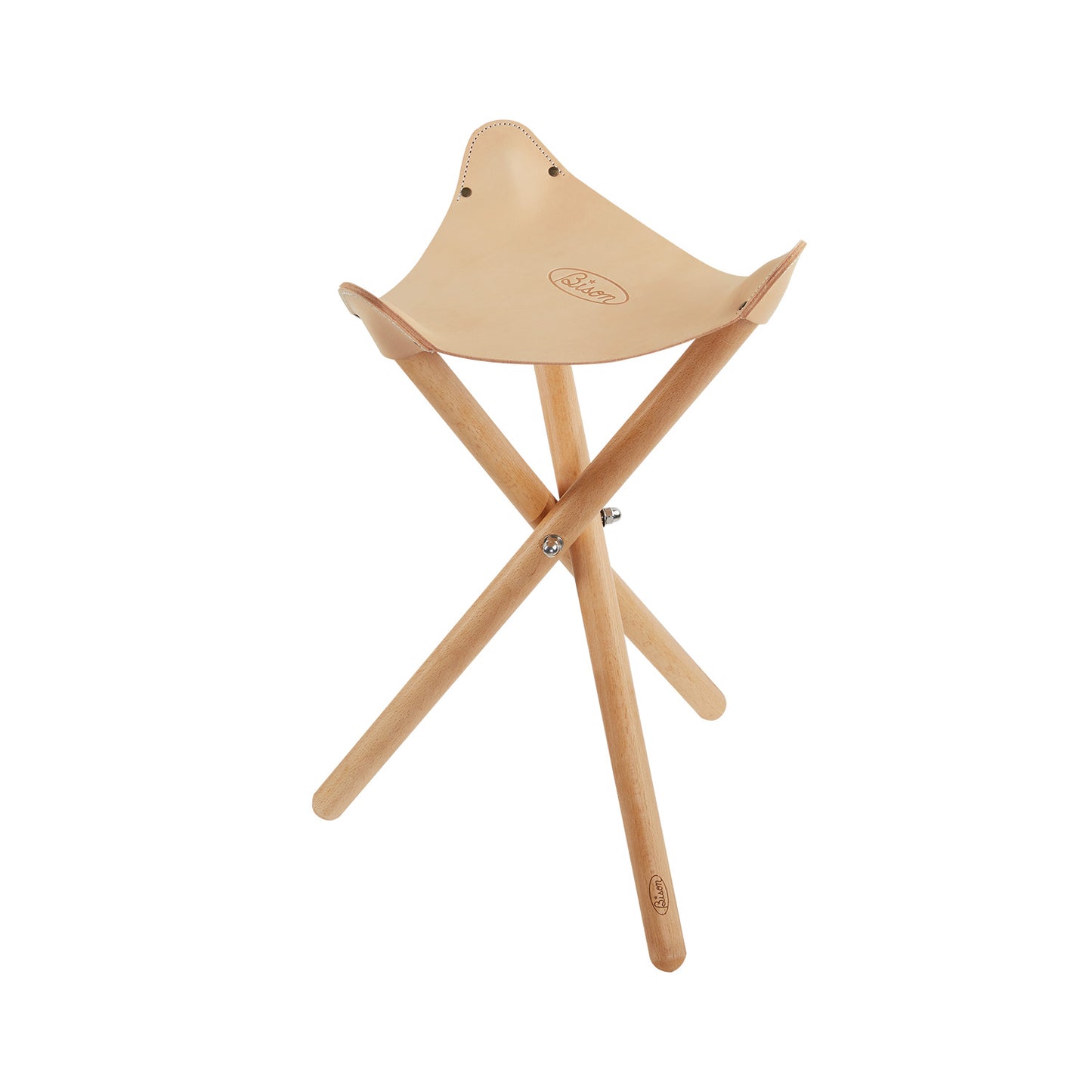 Bison Tripod Stool with Italian Vegetable Leather and Beech Wood